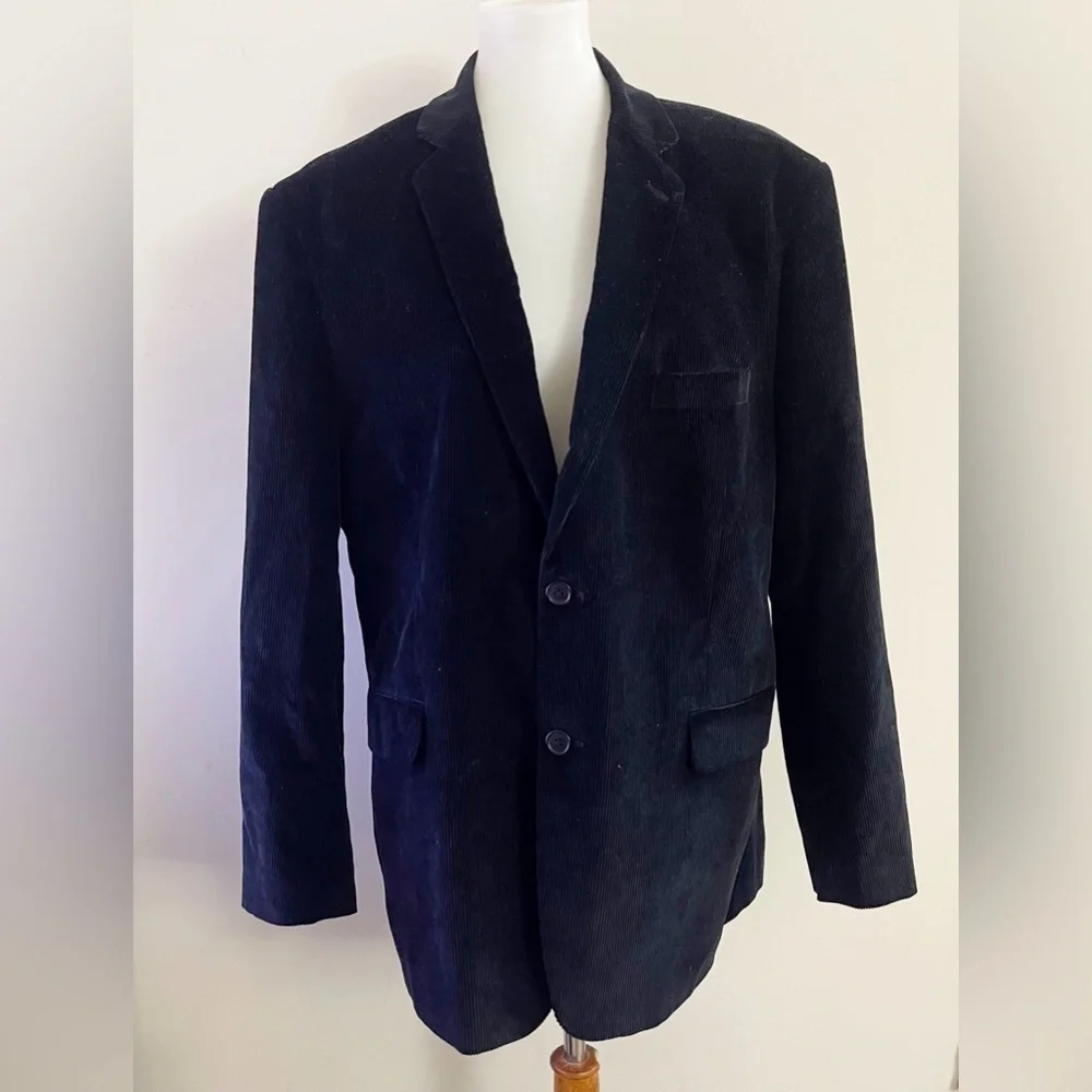 Vintage Corduroy Antonio Bove' Men's Classic Black Blazer Fall Workwear Holiday